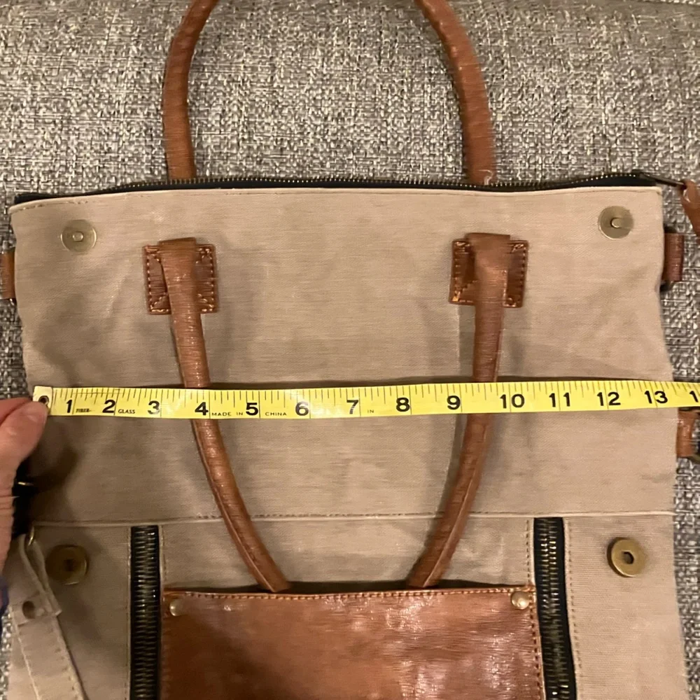 Mona B canvas/leather convertible crossbody satchel - Picture 9 of 10